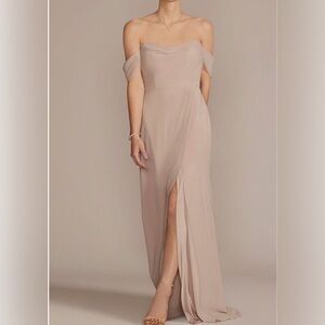 Celebrate DB Studio Chic Chiffon Off-The-Shoulder Draped Dress